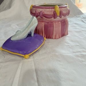 Glass slipper cookie jar